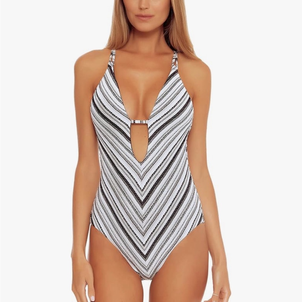 BECCA Black and White Patterned one piece Swimsuit